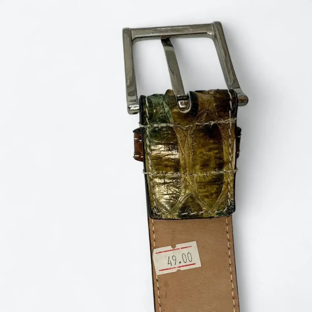 Vintage Italian Patchwork Belt Mens 115 Genuine Snakeskin Leather Exotic 90s